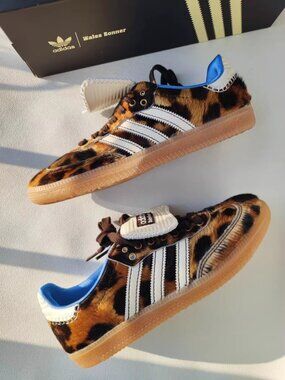 Women's Adidas x Wales Bonner Samba Leopard Print Pony Sneakers